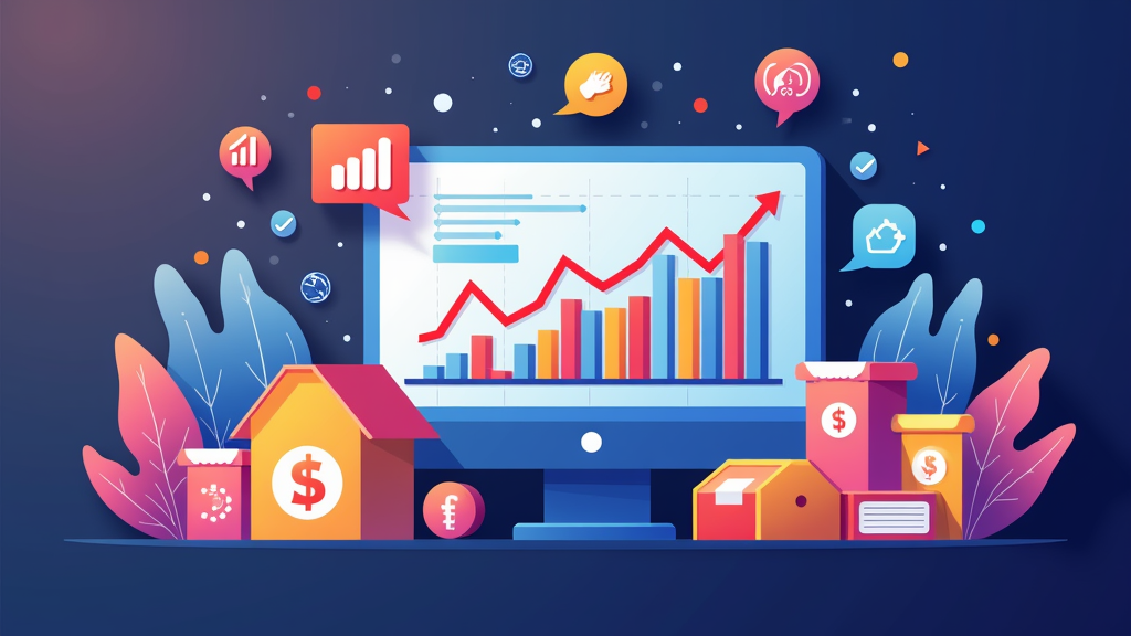 Placeholder image showing graphs, charts, product icons, and digital trend lines to symbolize analysis of online popularity trends.
